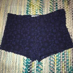 Prada Navy Blue Cotton/Silk Flower Shorts Size 42